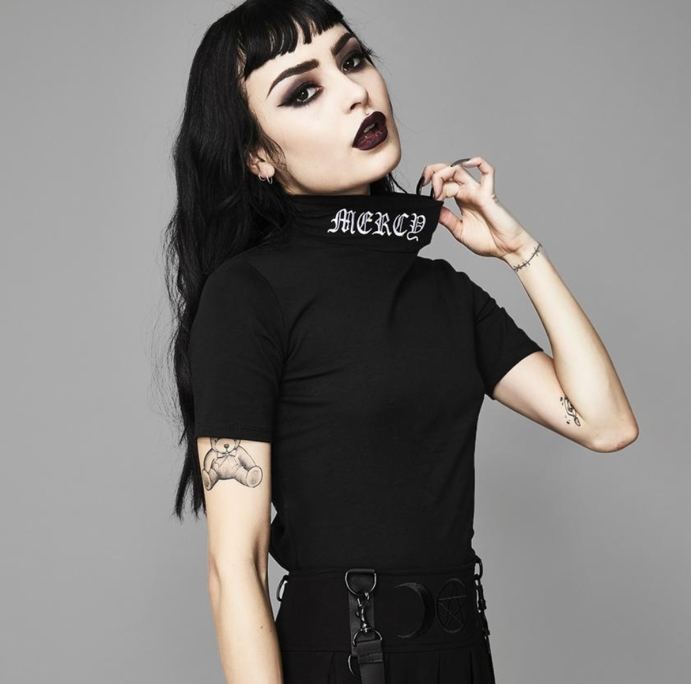 Widow Lord Have Mercy Black Mock Neck Top - Picture 2 of 7